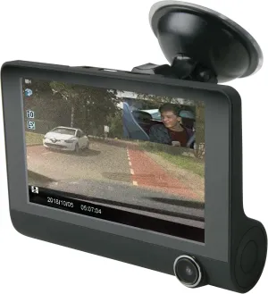 Scosche DDVR2XFHD-SP1 1080P Full HD Dash Camera for Cars - Dash Cam with Front and Rear Cameras and 4" Screen- Car Dashcam DVR - Enhanced Night Vision - 24/7 Parking Mode Car Security Solution