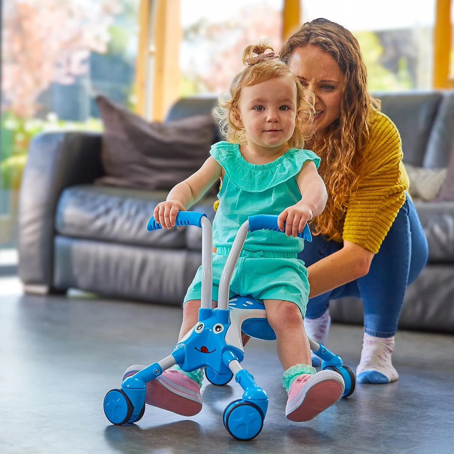 Scramblebug Hornet Kids Ride on Trike for Babies and Toddlers Ages 12  Months 4 Wheel Balance Bike Developmental Toy for Toddler Confidence Indoor & Outdoor Play (Tide)