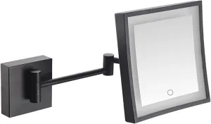 Screen Touch Dimming Makeup Mirror with Lights and 3X Magnification Square LED Wall Mounted Bathroom Vanity Mirror Rotable Extendable Shaving Mirror Gold Hardwired (Color : Nero, Size : USB)