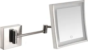 Screen Touch Dimming Makeup Mirror with Lights and 3X Magnification Square LED Wall Mounted Bathroom Vanity Mirror Rotable Extendable Shaving Mirror Gold Hardwired ( Color : Nickel , Size : USB )