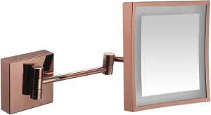 Screen Touch Dimming Makeup Mirror with Lights and 3X Magnification Square LED Wall Mounted Bathroom Vanity Mirror Rotable Extendable Shaving Mirror Gold Hardwired ( Color : Rose Gold , Size : USB )