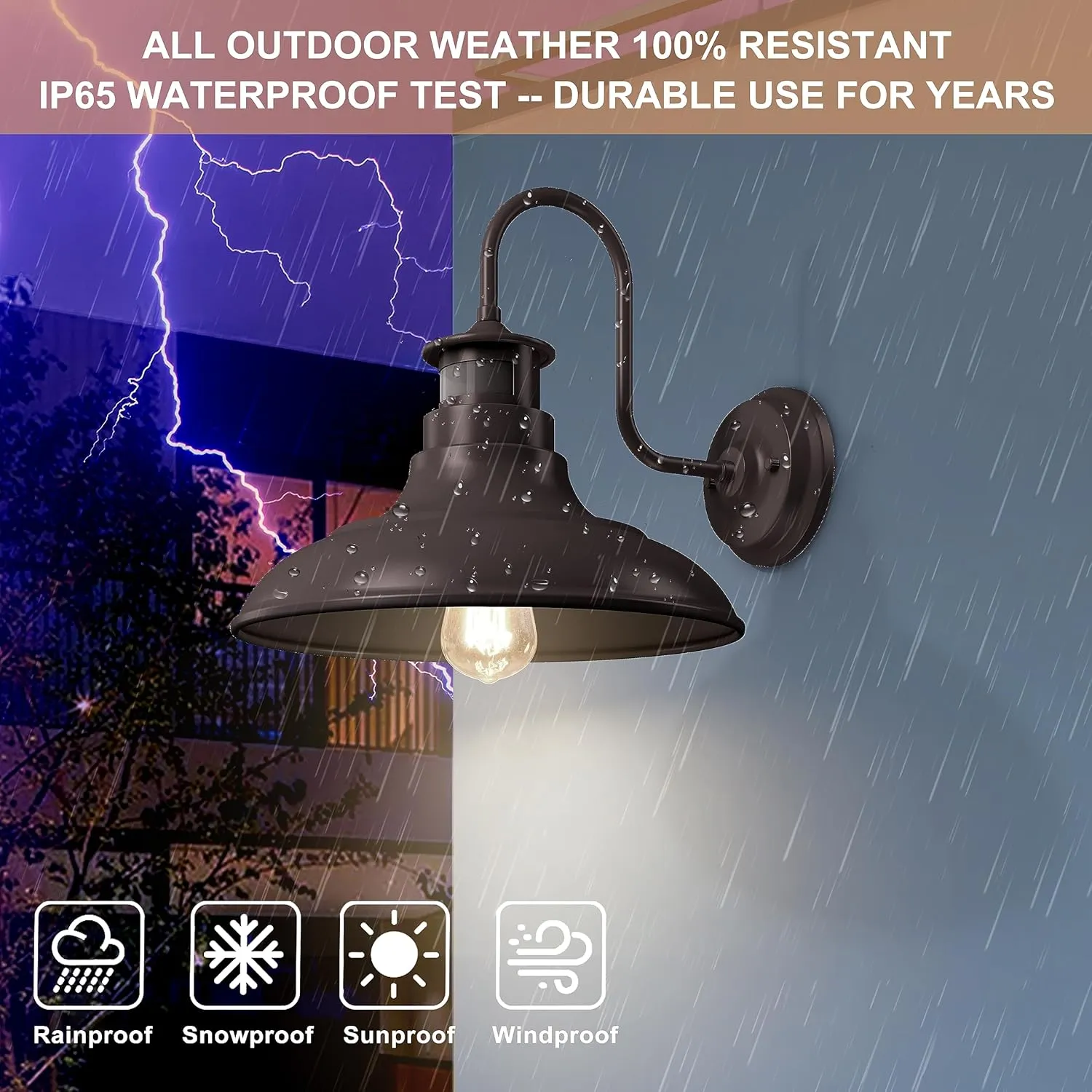 Set of 2 Gooseneck Outdoor Wall Lights Fixtures,Dusk to Dawn Motion Sensor Farmhouse Wall Sconce Barn Lamp for Patio,Adjustable Exterior Porch Light Wall Mount Lighting Brown with Rotary Dial Control