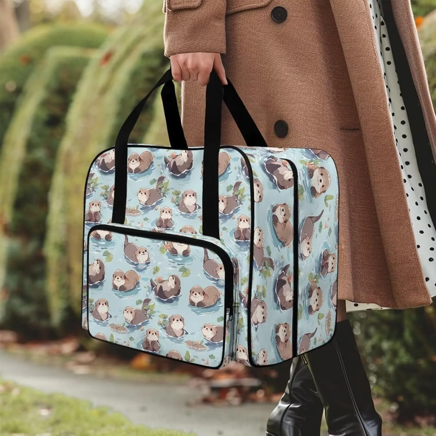 Sewing Machine Carrying Case Handbag Cute Otter Sewing Machine Bag Tote Bag for Most Standard Singer, Brother, Janome