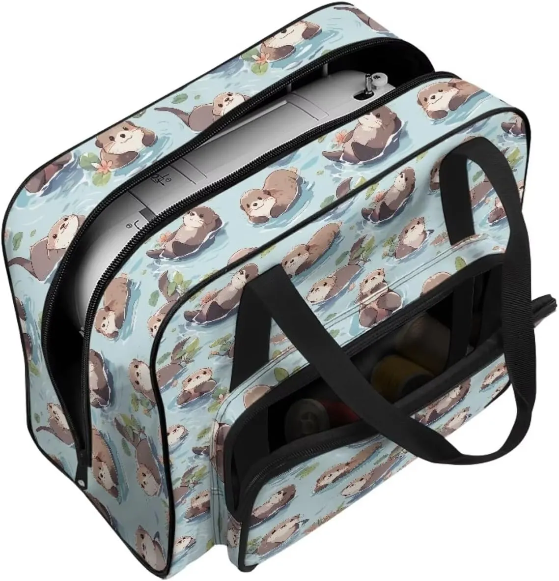 Sewing Machine Carrying Case Handbag Cute Otter Sewing Machine Bag Tote Bag for Most Standard Singer, Brother, Janome