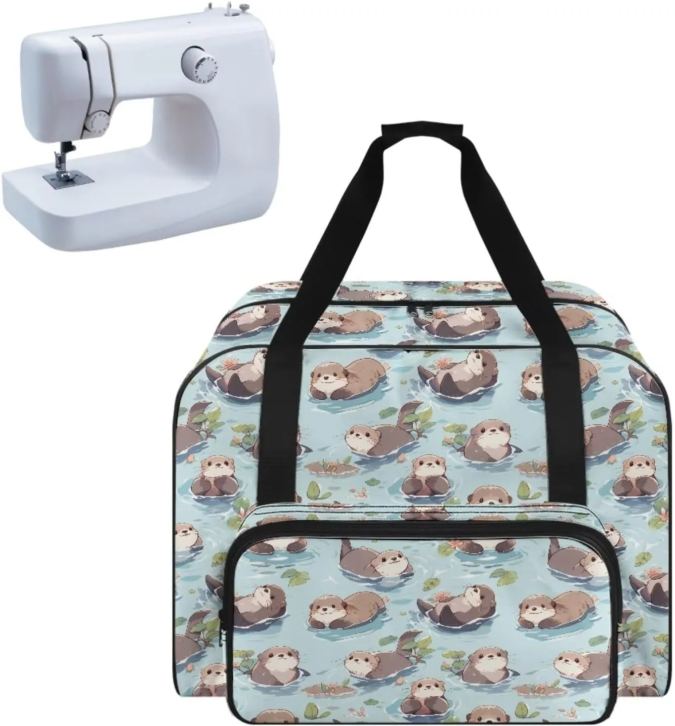 Sewing Machine Carrying Case Handbag Cute Otter Sewing Machine Bag Tote Bag for Most Standard Singer, Brother, Janome