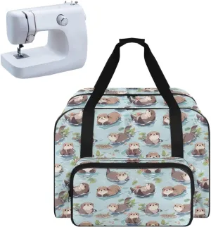 Sewing Machine Carrying Case Handbag Cute Otter Sewing Machine Bag Tote Bag for Most Standard Singer, Brother, Janome