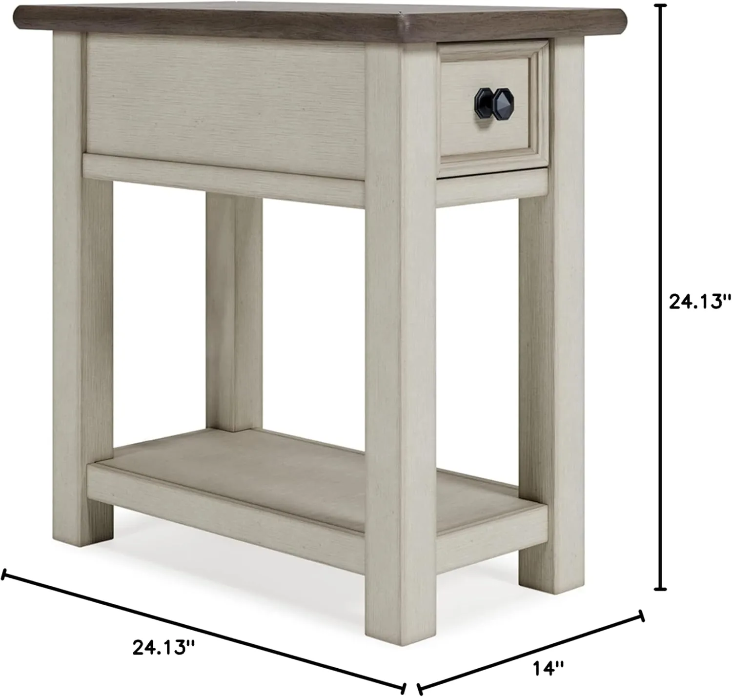 Signature Design by Ashley Bolanburg Farmhouse Chair Side End Table, Light Brown & Whitewash
