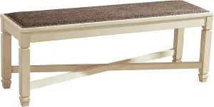 Signature Design by Ashley Bolanburg French Country Upholstered Dining Room Bench, Antique White
