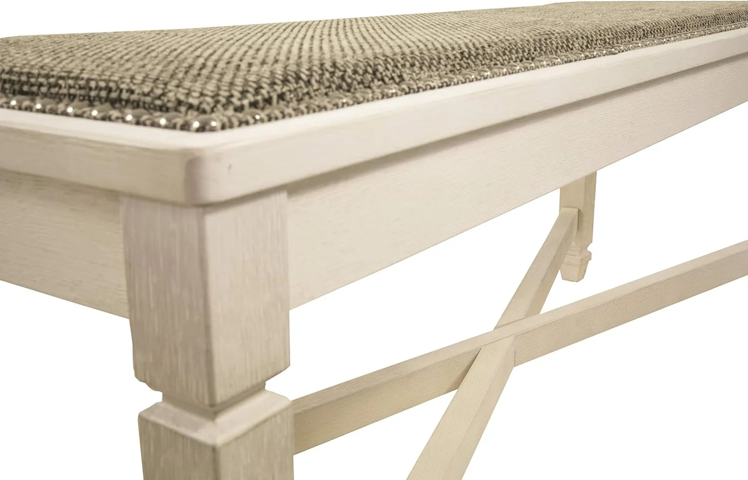 Signature Design by Ashley Bolanburg French Country Upholstered Dining Room Bench, Antique White