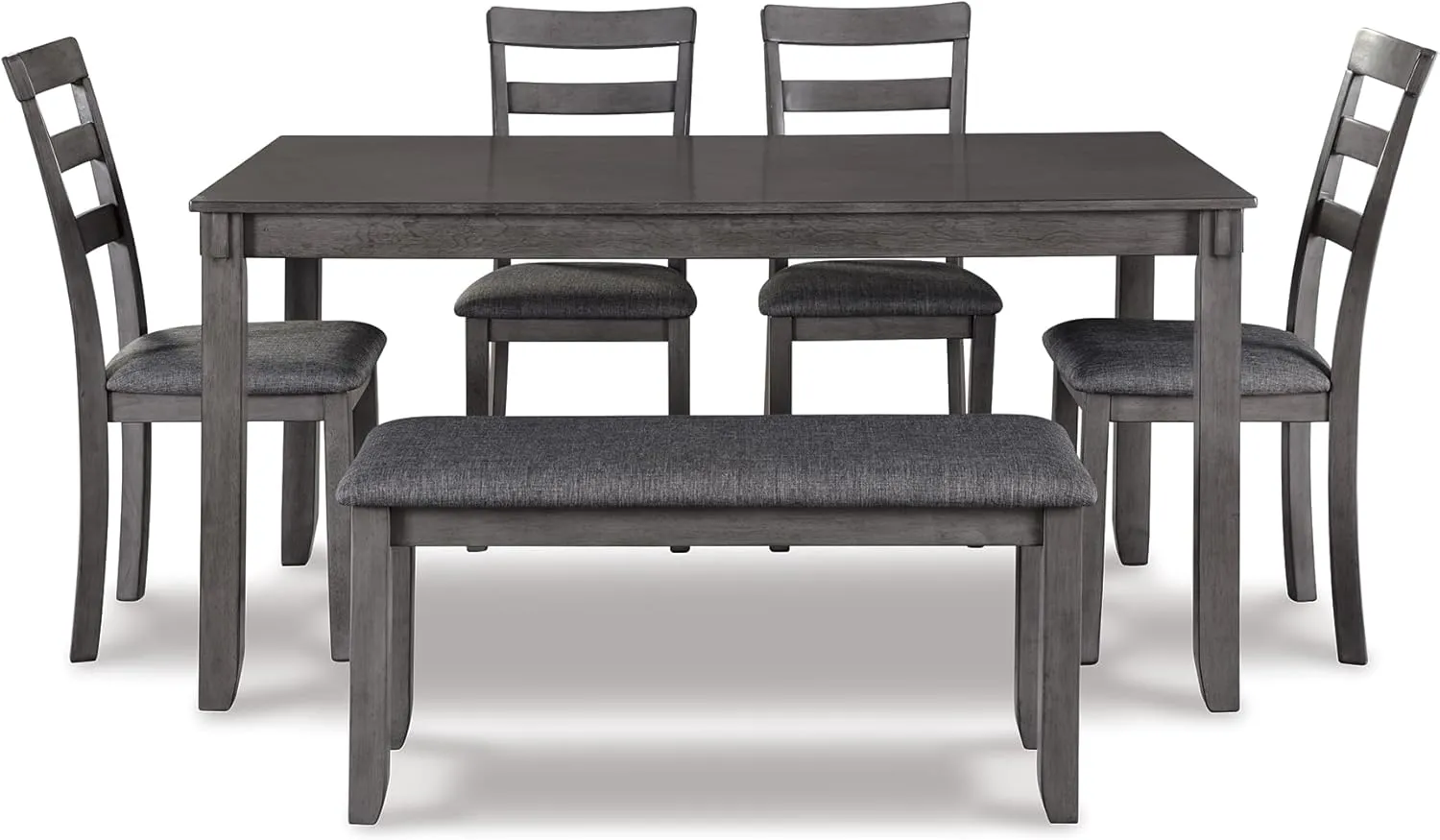Signature Design by Ashley Bridson Modern 6 Piece Dining Set, Includes Dining Table, 4 Chairs & Bench, Gray