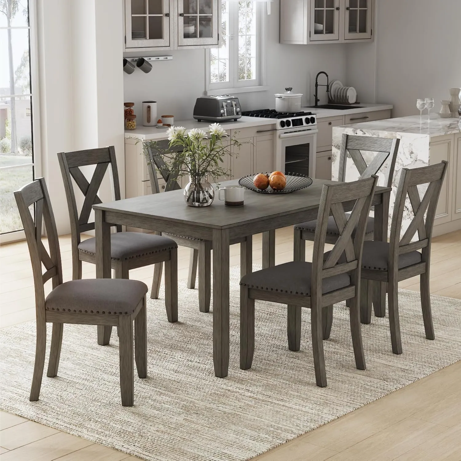 Signature Design by Ashley Caitbrook Rustic 7 Piece Dining Set, Include Table and 6 Chairs, Gray