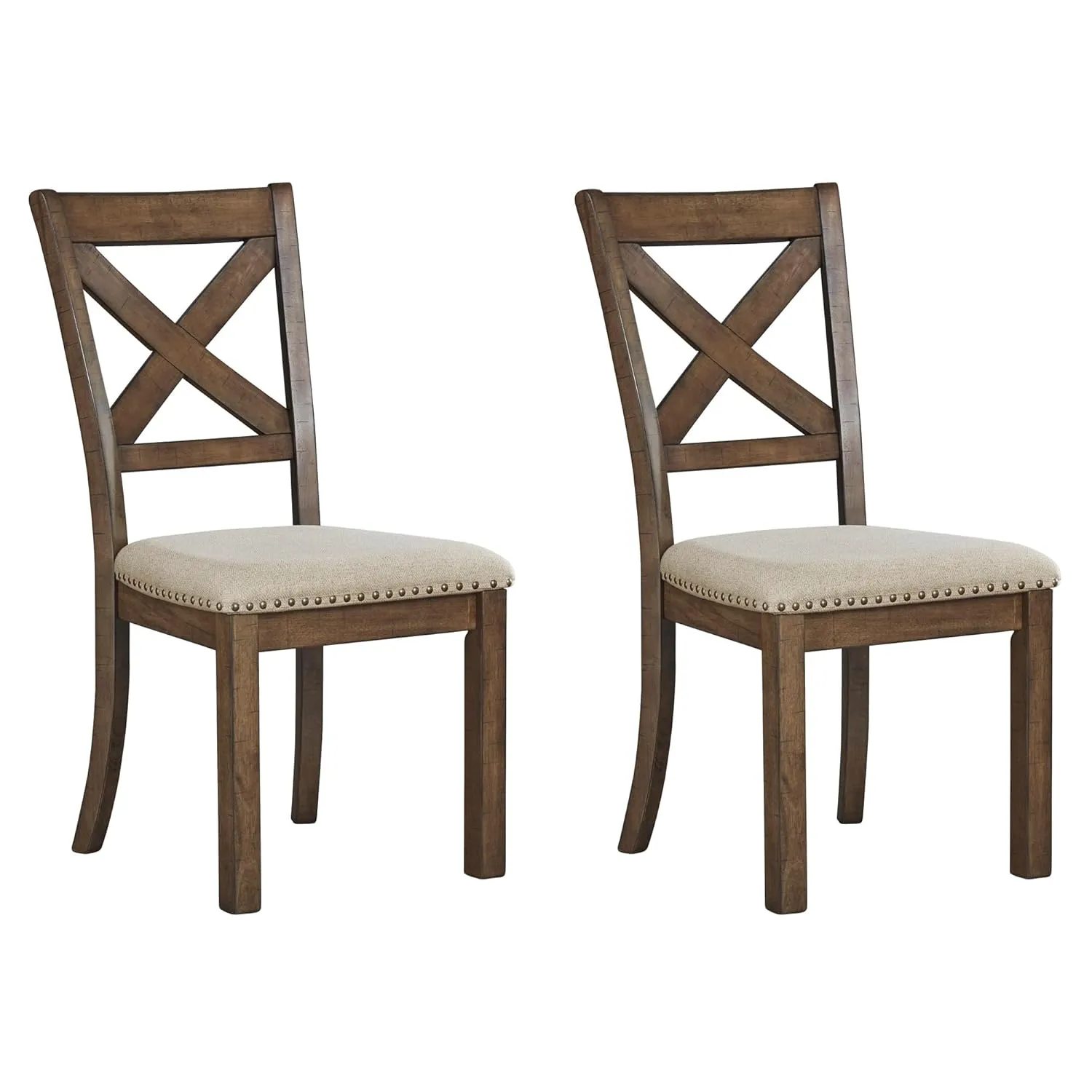 Signature Design by Ashley Moriville Modern Farmhouse 19" Upholstered Dining Room Chair, 2 Count, Brown