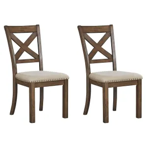Signature Design by Ashley Moriville Modern Farmhouse 19" Upholstered Dining Room Chair, 2 Count, Brown