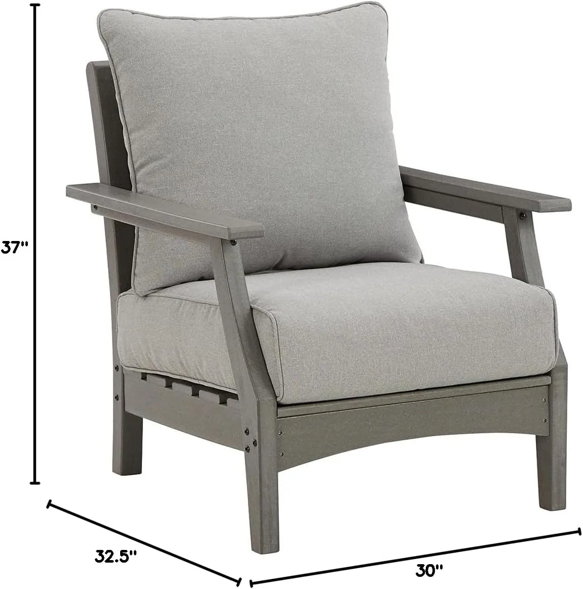 Signature Design by Ashley Outdoor Visola Patio HDPE Cushioned Lounge Chair, 2 Count, Gray