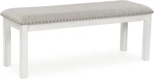 Signature Design by Ashley Robbinsdale Large Upholstered 48" W Dining Bench, Light Gray & White