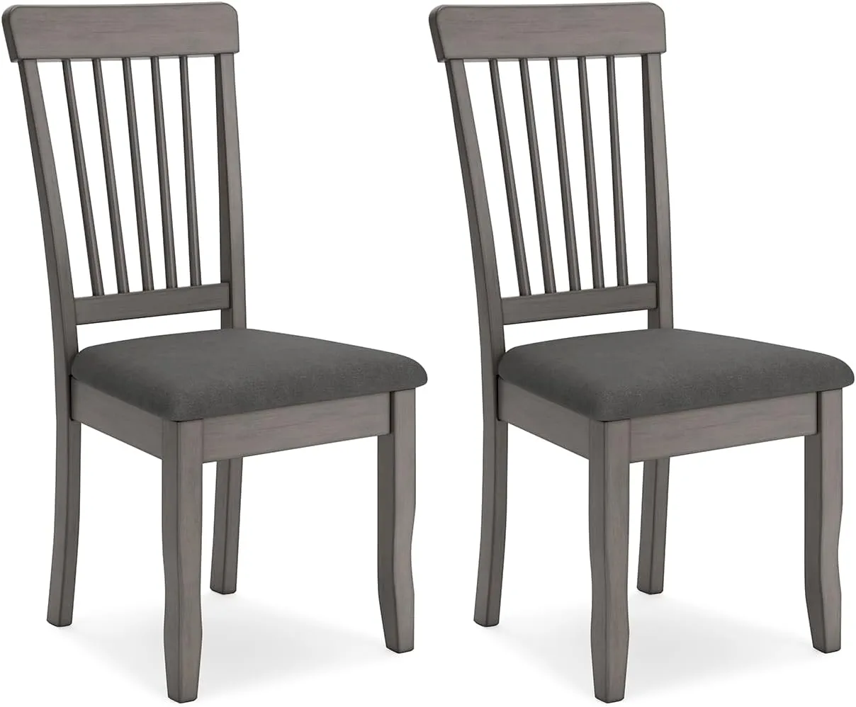 Signature Design by Ashley Shullden Casual Dining Room Side Chair with Spindle Back, 2 Count, Gray