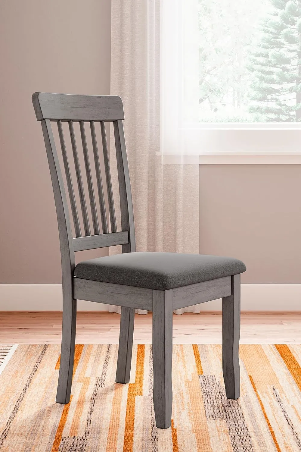 Signature Design by Ashley Shullden Casual Dining Room Side Chair with Spindle Back, 2 Count, Gray