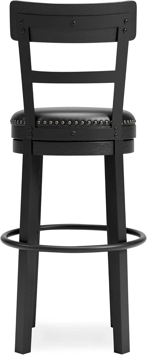 Signature Design by Ashley Valebeck 30.38" Casual Pub Height Upholstered Swivel Barstool, Black
