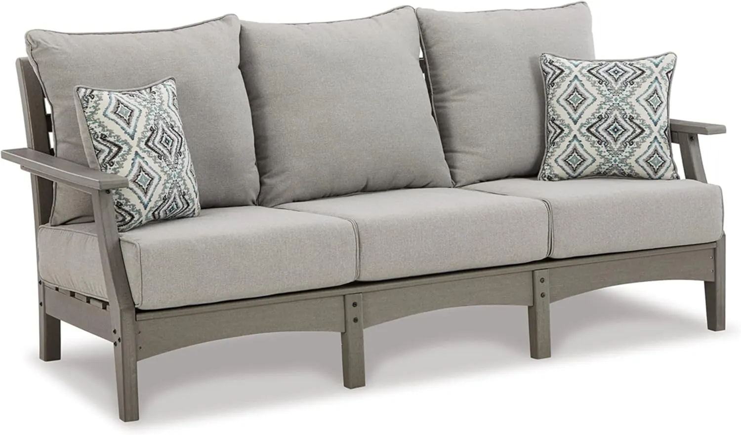 Signature Design by Ashley Visola Outdoor HDPE Patio Sofa with Cushion, Gray