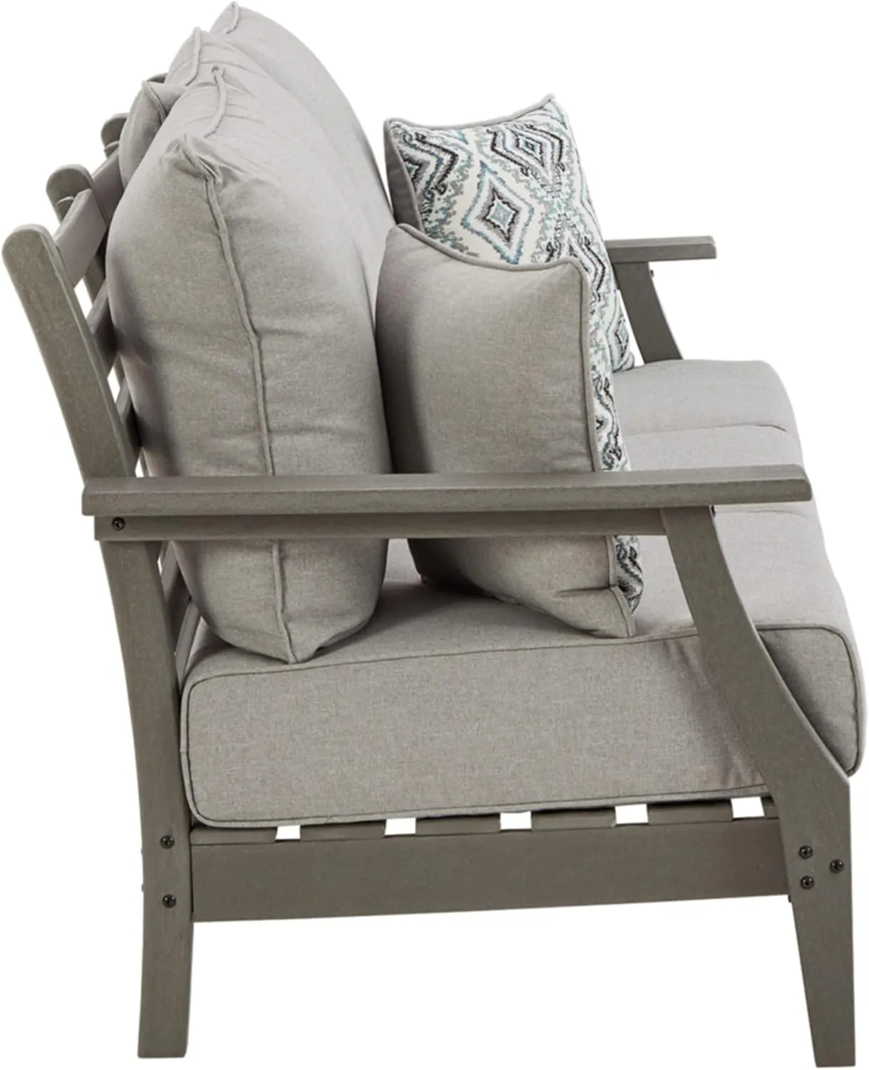 Signature Design by Ashley Visola Outdoor HDPE Patio Sofa with Cushion, Gray