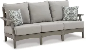 Signature Design by Ashley Visola Outdoor HDPE Patio Sofa with Cushion, Gray