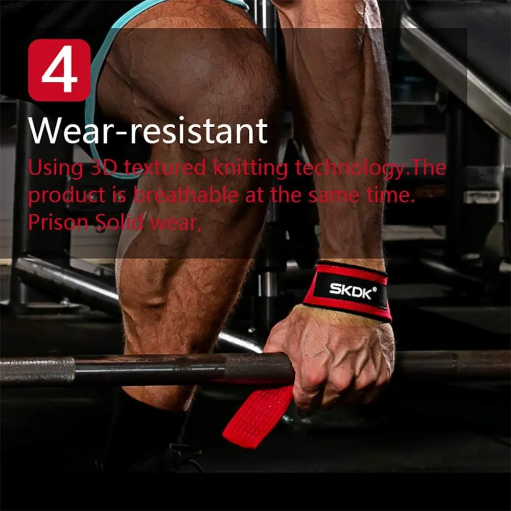 SKDK Cotton Hard Pull Wrist Lifting Straps Grips Band-Deadlift Straps with Neoprene Cushioned Wrist Padded and Anti-Skid Silicone - for Weightlifting, Bodybuilding, Xfit, Strength Training