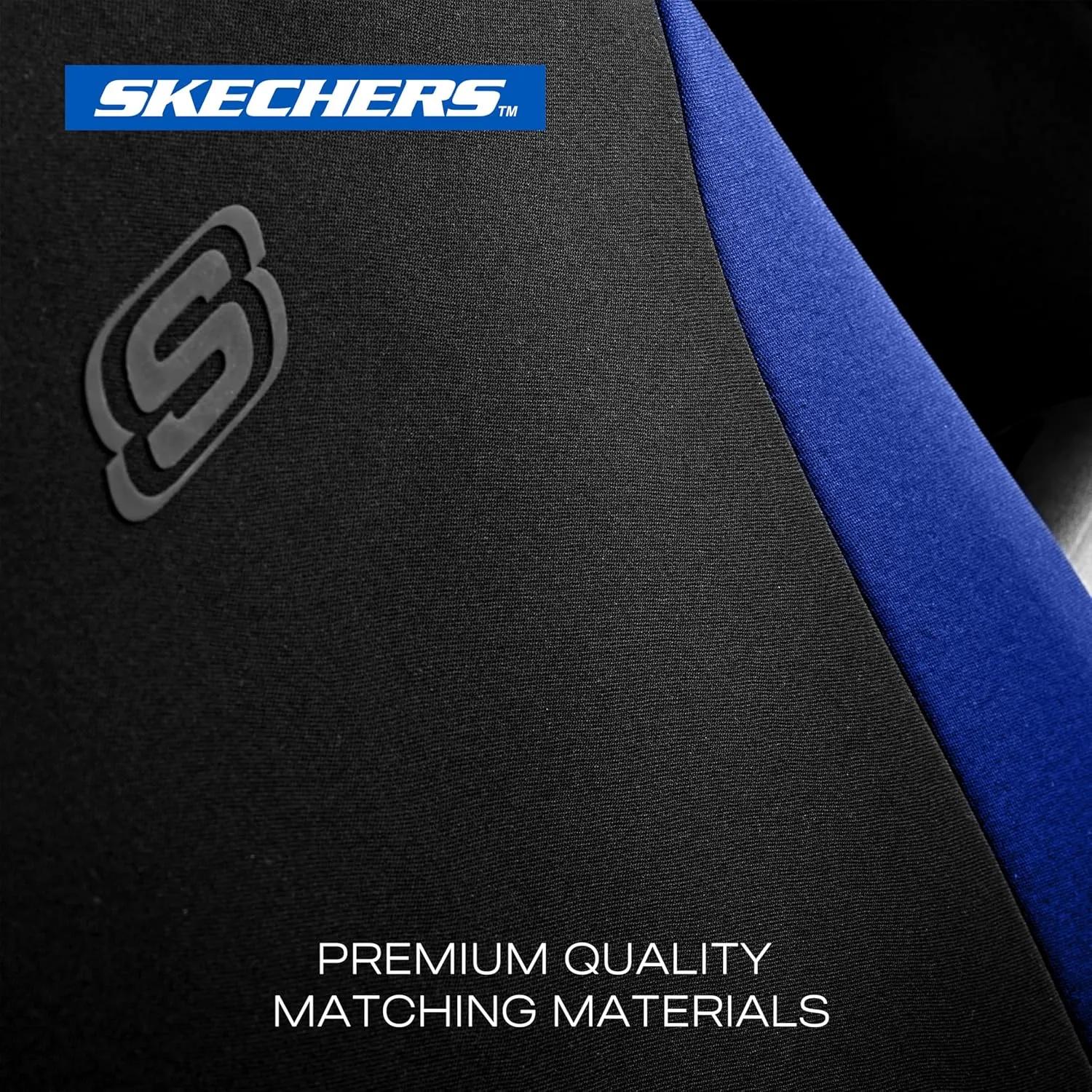 Skechers Car Seat Covers, Premium Breathable Polyester Seat Covers, Car Seat Covers Full Set Airbag Compatible, Automotive Comfort & Protection for Most Cars, Vans, Trucks, SUVs (Full Set,Blue)