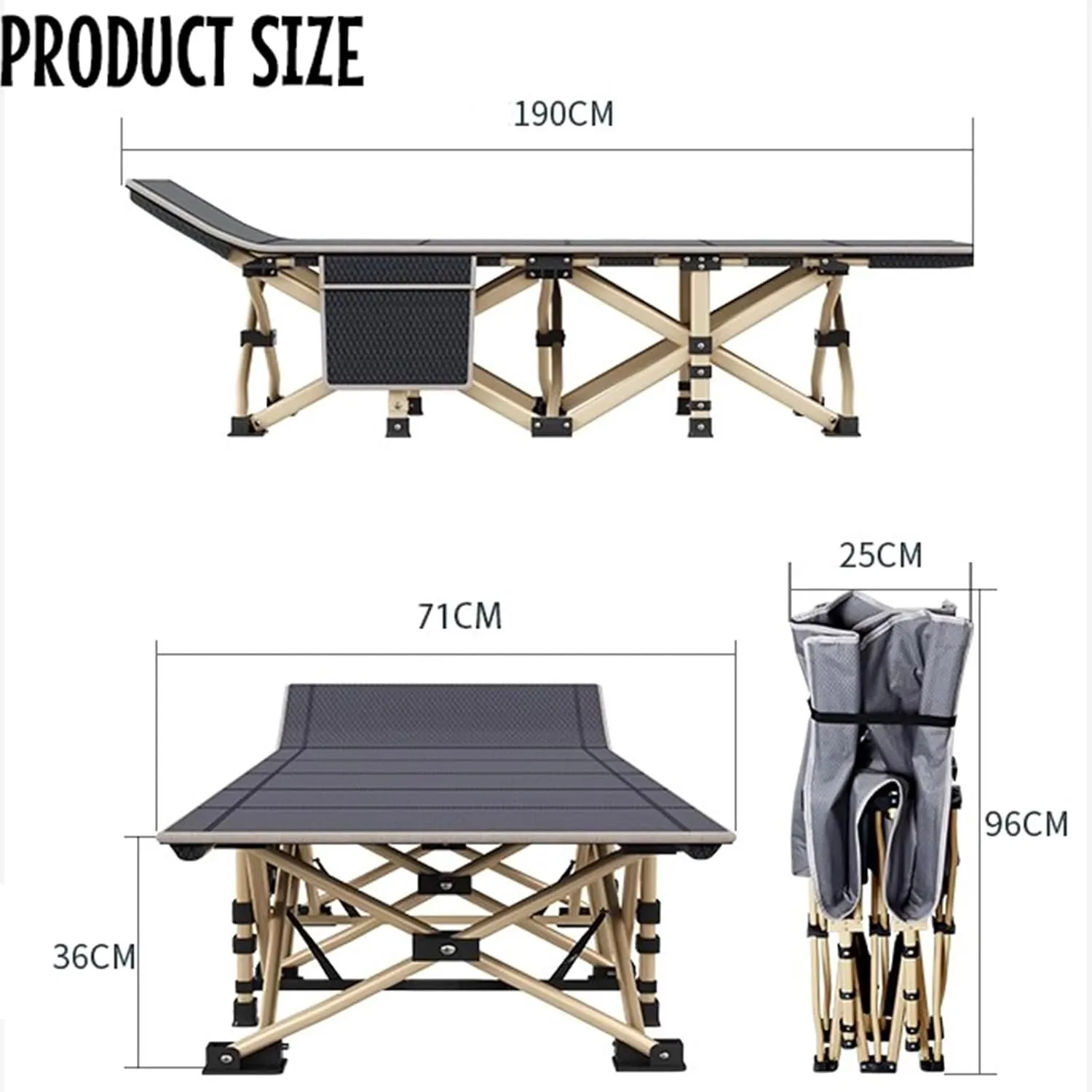 Sleeping Cots for Adults, Lounge Chair Folding Outdoor Chaise, Portable Folding Camping Cot, Outdoor Reclining Chair, Use for Outdoor Travel Camp Beach Patio