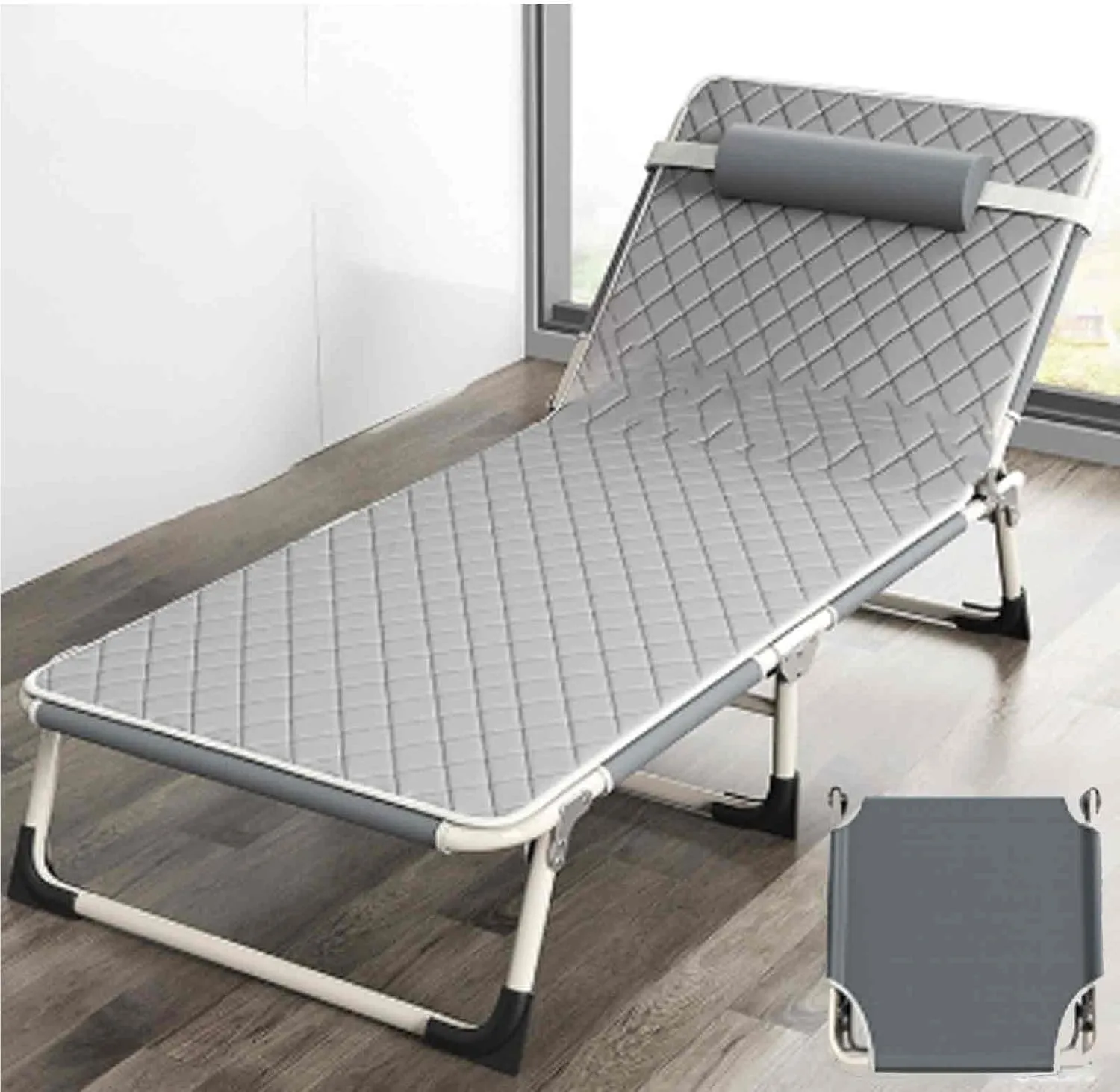 Sleeping Cots for Adults with Mattress and Pillow, Queen Folding Bed, Ergonomic Design, 4-Level Backrest Adjustment, Washable Design, no Installation Required(Style2-56x176)