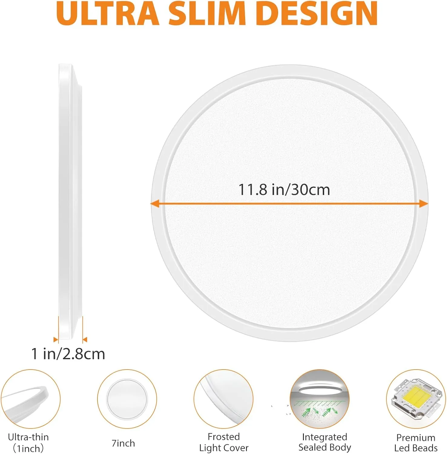 slochi 4 Pack 12Inch Motion Sensor Light Indoor Wired, 3000K/4000K/6500K Closet Lights Motion Sensored, 24W 2400LM Flush Mount Ceiling Light Fixture for Pantry Hallway Stairwell Porch, White