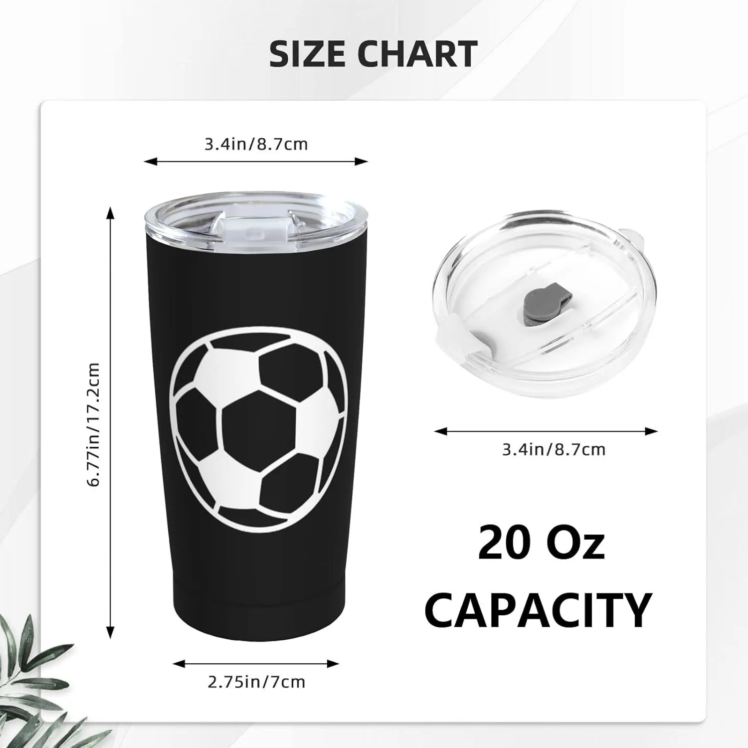 Soccer Football Stainless Steel Tumbler 20 Oz, Thermal Vacuum Insulated Travel Mug with Lid, Anniversary Holiday Christmas Birthday Gift for Friend Brother Coworker Bestie Soccer Lover