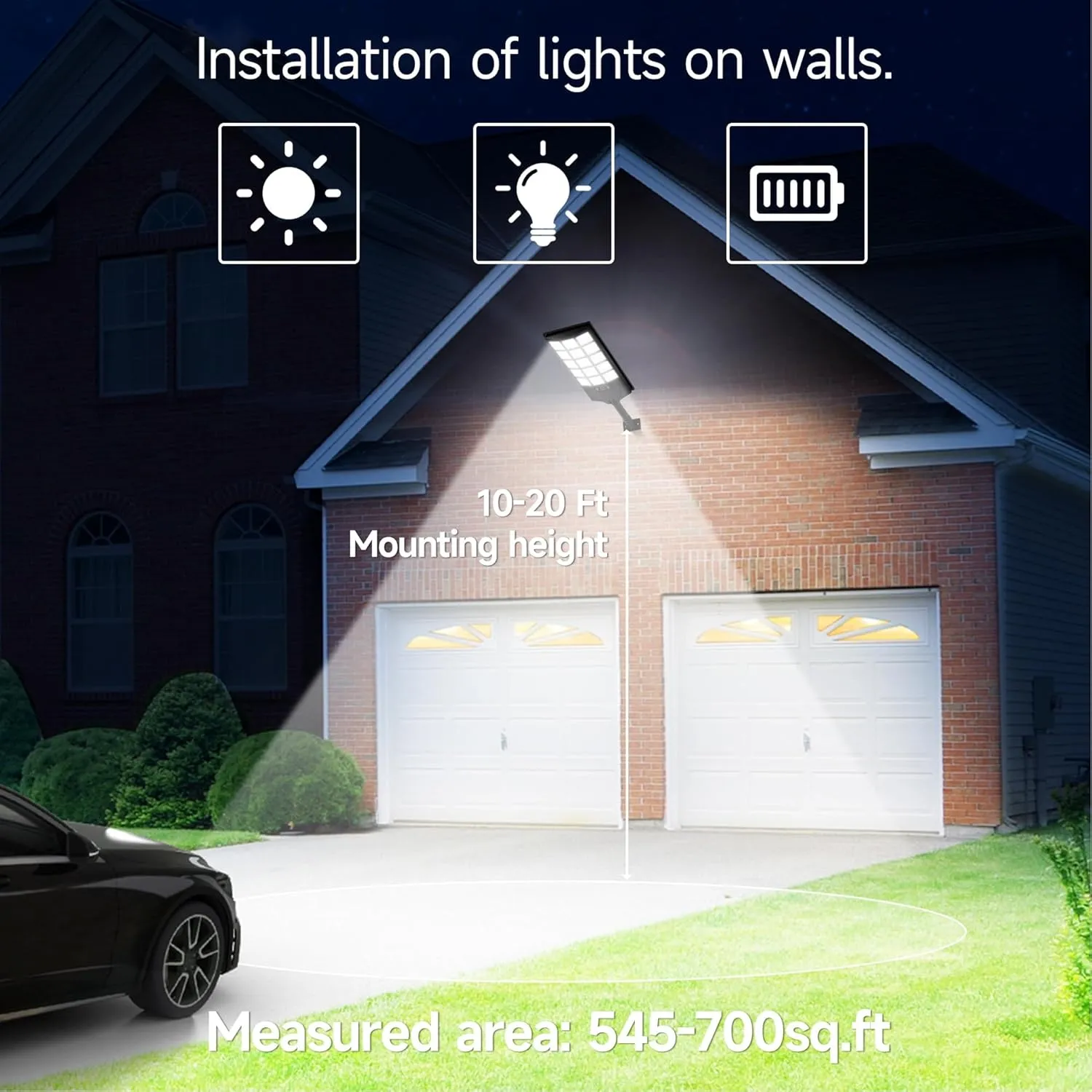 Solar Lights Outdoor Waterproof, 6500K Dusk to Dawn Solar Street Light Motion Sensor with Remote Control, LED Security Light for Outside Garden Yard Parking Lot, Oudoor Flood Lights, 4PACK