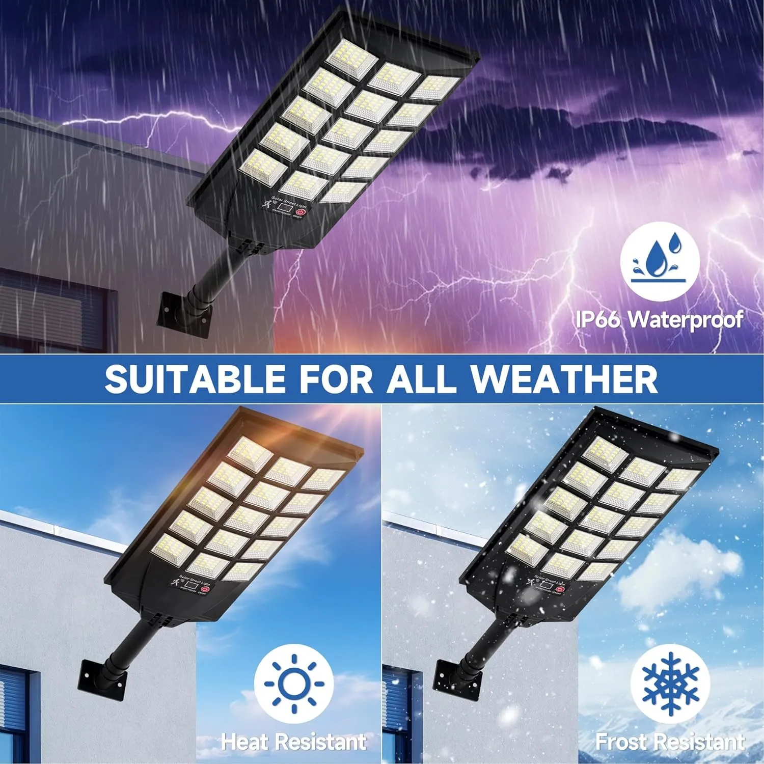 Solar Lights Outdoor Waterproof, 6500K Dusk to Dawn Solar Street Light Motion Sensor with Remote Control, LED Security Light for Outside Garden Yard Parking Lot, Oudoor Flood Lights, 4PACK