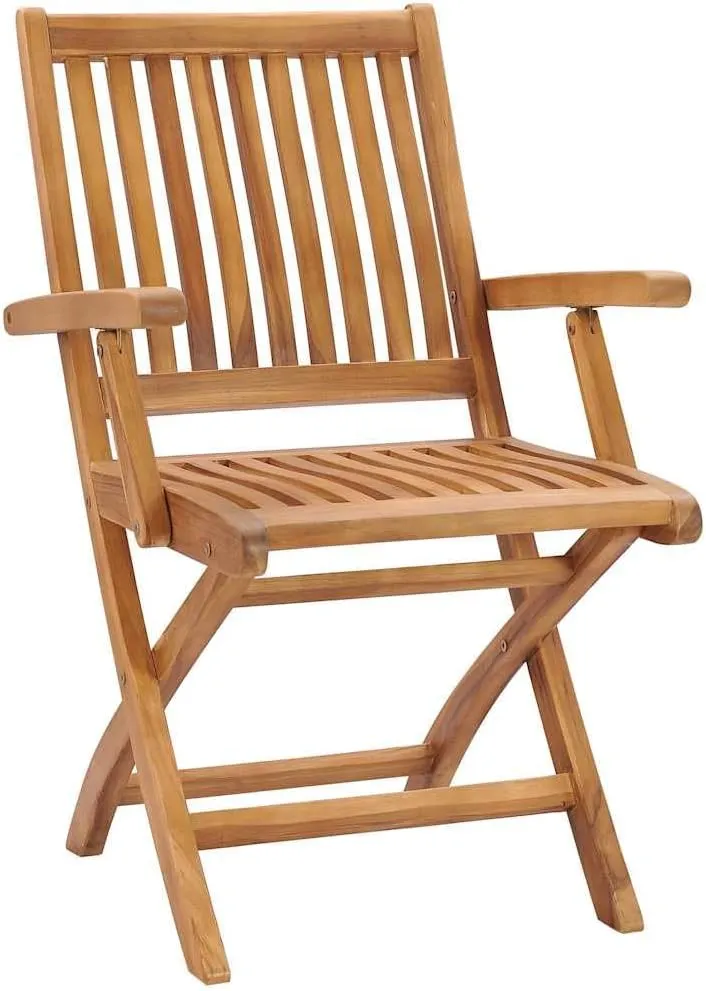 Solid Teak Wood Patio Chairs with Gray Cushions 2 Pack Foldable Outdoor Furniture for Backyard Poolside Porch and Sunroom Durable Weather-Resistant Design