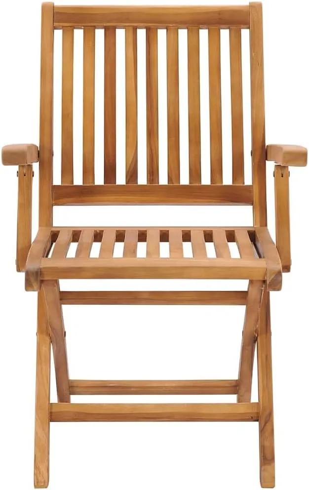 Solid Teak Wood Patio Chairs with Gray Cushions 2 Pack Foldable Outdoor Furniture for Backyard Poolside Porch and Sunroom Durable Weather-Resistant Design