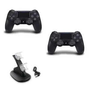 Sony Playstation DualShock 4 wirleless Controller Bundle with Two Controllers and Charging Dock (Renewed)