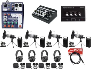 Soundcraft 4-Person Podcast Podcasting Recording Kit w/Mics Stands Headphones