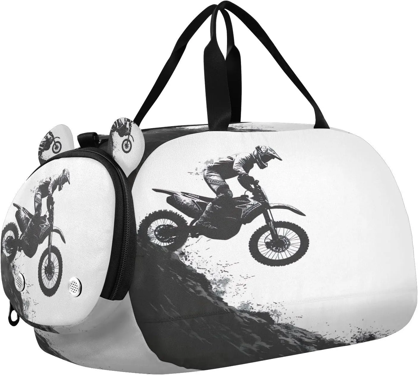 Sport Travel Duffel Bag for Girls Boys, Motorcycle Rider Large Waterproof Weekender Overnight Bag, Detachable Shoulder Strap Gym Bag with Shoe Compartment & Wet Pocket