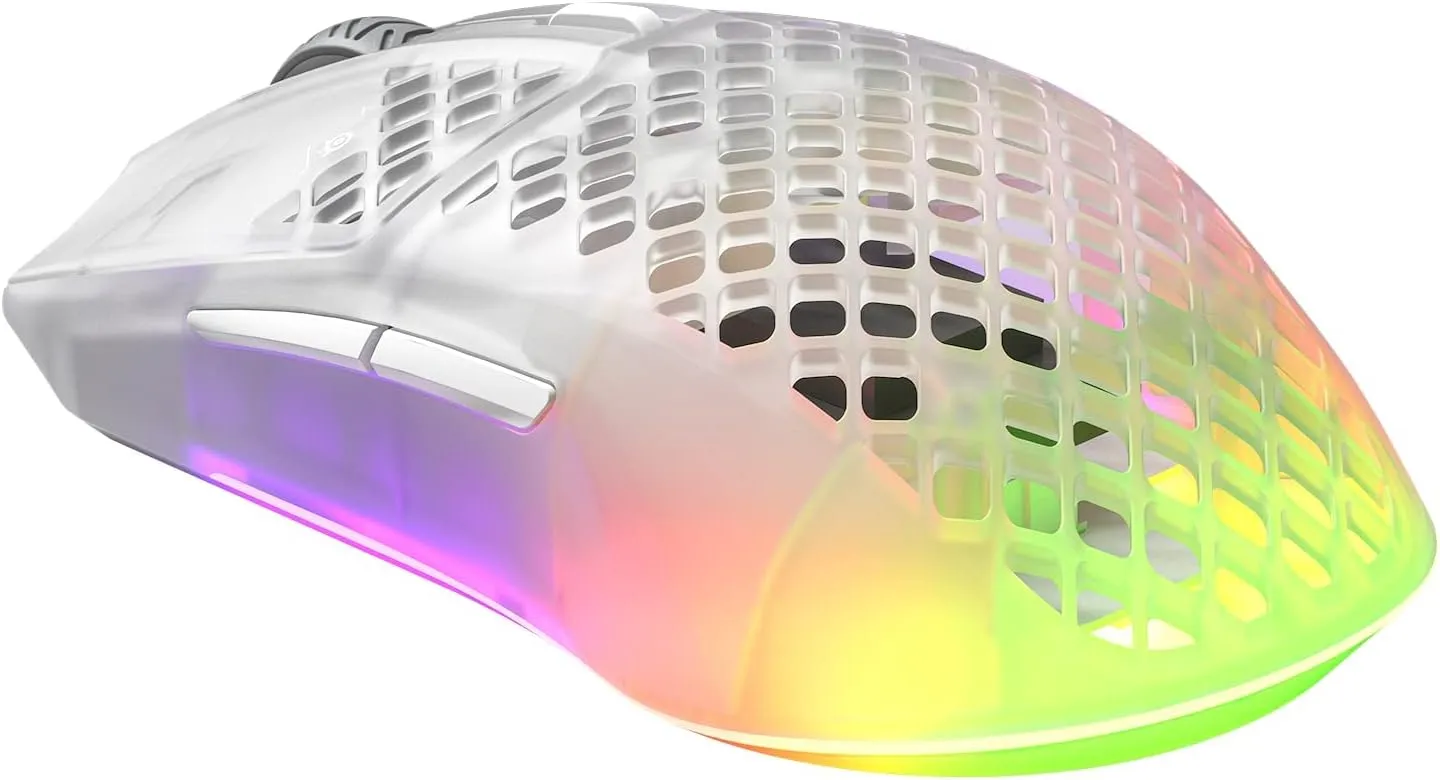 SteelSeries Aerox 3 Wireless - Super Light Gaming Mouse - 18,000 CPI TrueMove Air Optical Sensor - Ultra-Lightweight Water Resistant Design - 200 Hour Battery Life - Ghost (Renewed)