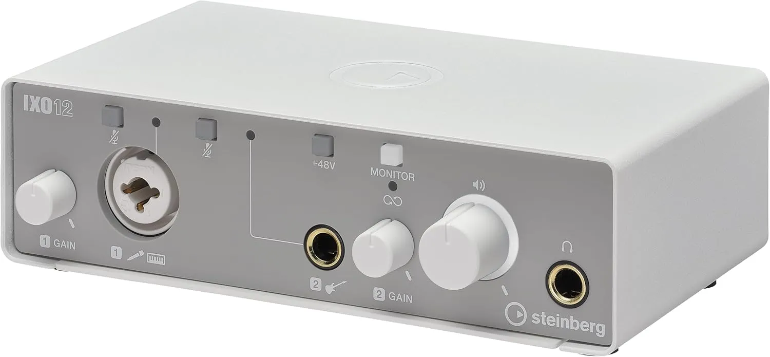 Steinberg IXO12 White, 2x2 USB 2.0 24-Bit/192kHz Audio Interface With Cubase AI, Cubasis LE and Steinberg Plus Software