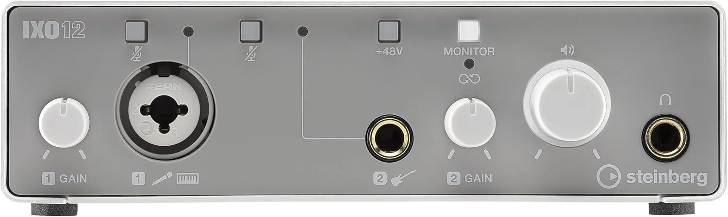Steinberg IXO12 White, 2x2 USB 2.0 24-Bit/192kHz Audio Interface With Cubase AI, Cubasis LE and Steinberg Plus Software
