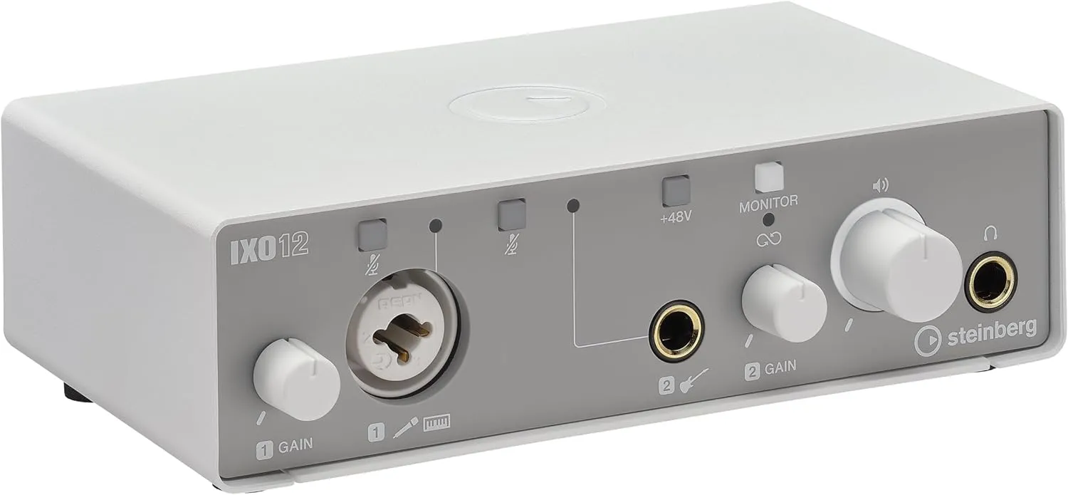 Steinberg IXO12 White, 2x2 USB 2.0 24-Bit/192kHz Audio Interface With Cubase AI, Cubasis LE and Steinberg Plus Software