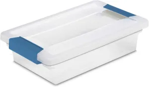 Sterilite 19618606 Small Clip Clear Storage Box With Latched Lid - 11"L x 6-5/8"W x 2-3/4"H - Lot of 6