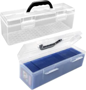 Storage Box For Toploader Trading Card Storage Box Playing Card Case Large Plastic Container with Handle Holding 200 to 750 Sheets (2 Pack)