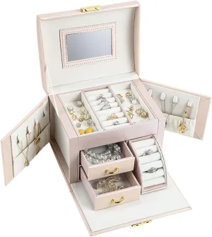Storage Box Jewelry Organizer Large Jewelry Box Organizer PU Leather Drawer Jewellery Boxes Velvet Earring Ring Necklace Jewelry Storage Case Jewelry Box