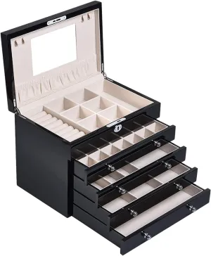 Storage Box Jewelry Organizer Large Wooden Jewelry Box/Cabinet/Armoire with Lock for Women Girls Ring Necklace Women's 5 Level Jewelry Case Organizer Jewelry Box