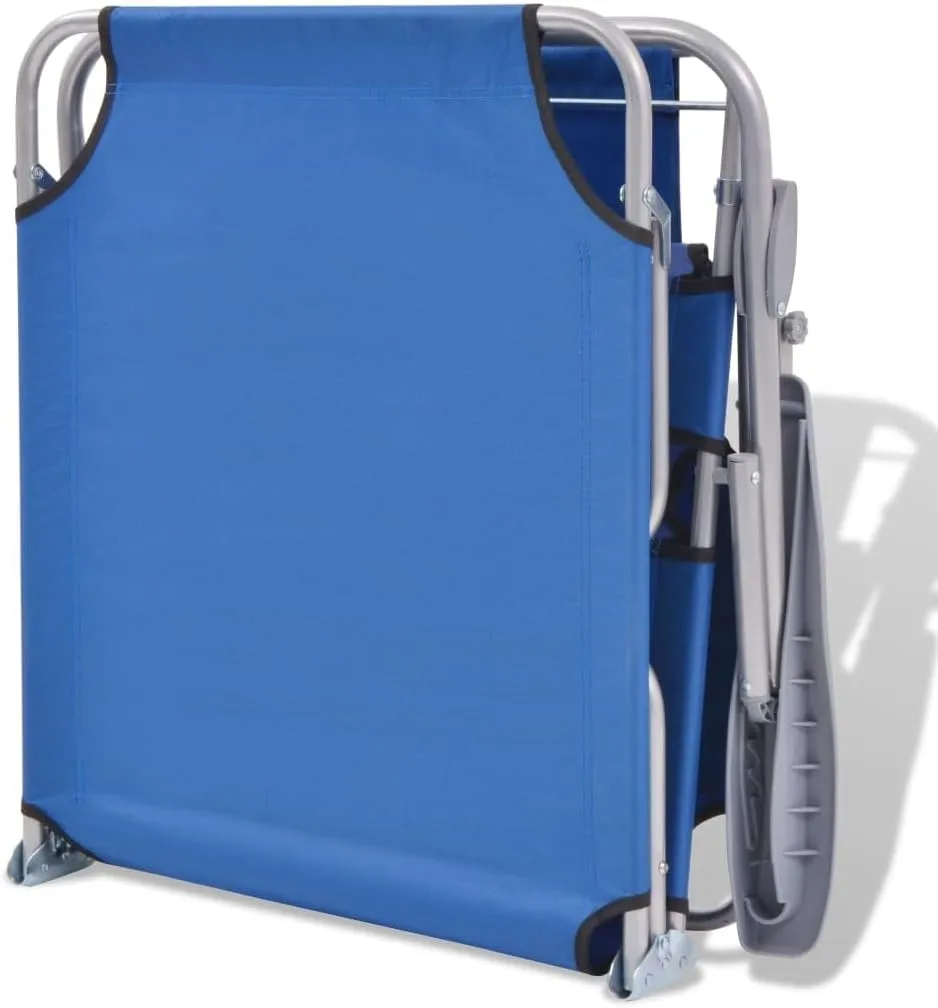 Sun Lounger with Canopy Steel BlueLuxury Sun Loungers with Adjustable Backrest and Cushioned Seat