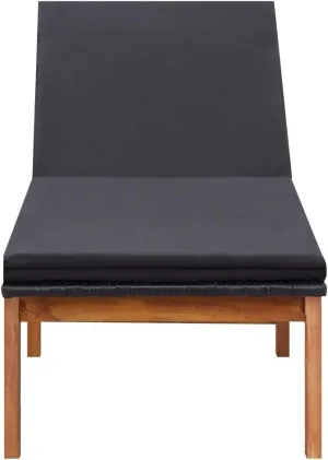 Sun Lounger with Cushion Poly Rattan and Solid Acacia WoodLuxury Sun Loungers with Adjustable Backrest and Cushioned Seat