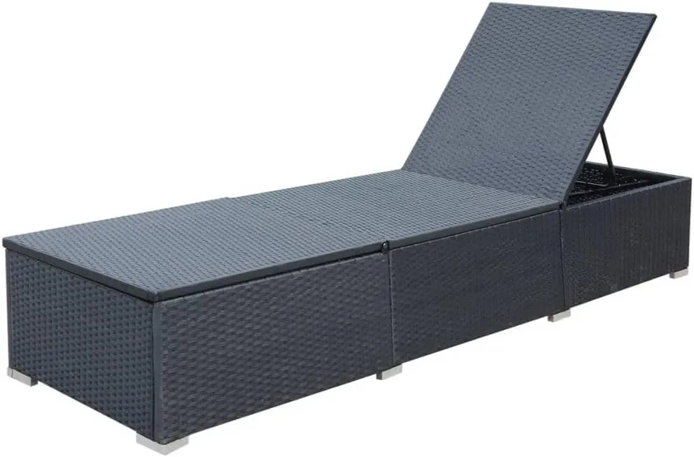Sun Lounger with Cushion Poly Rattan BlackLuxury Sun Loungers with Adjustable Backrest and Cushioned Seat