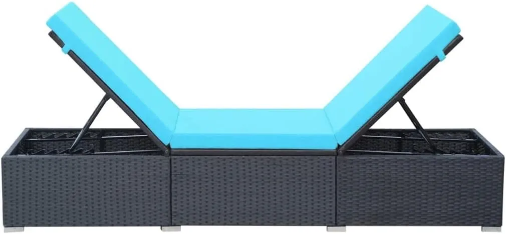 Sun Lounger with Cushion Poly Rattan BlackLuxury Sun Loungers with Adjustable Backrest and Cushioned Seat